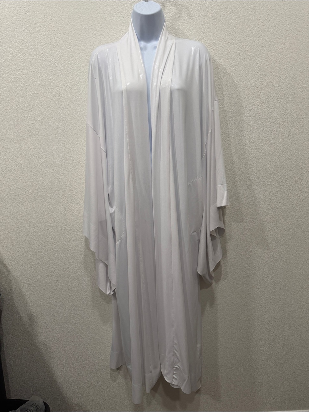 Norma Kamali White Draped Kimono-Style Cape